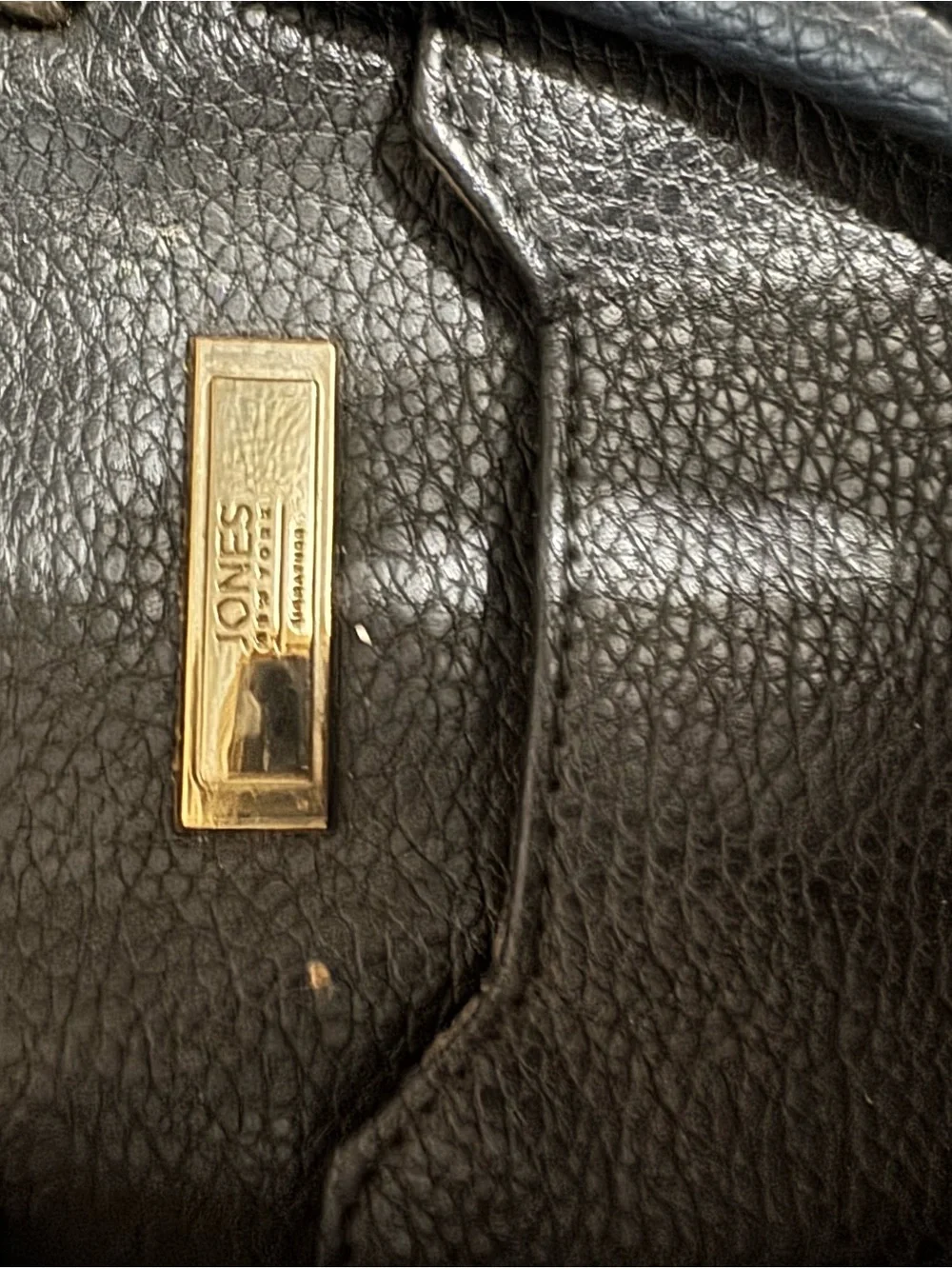 Jones New York Black Tote Handbag with Gold Plaque